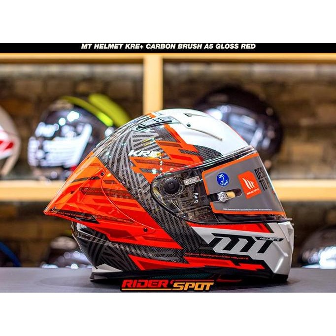 NEW Helm Motor MT HELMETS KRE+ Carbon Brush A5 Gloss Red Helmet New 2023