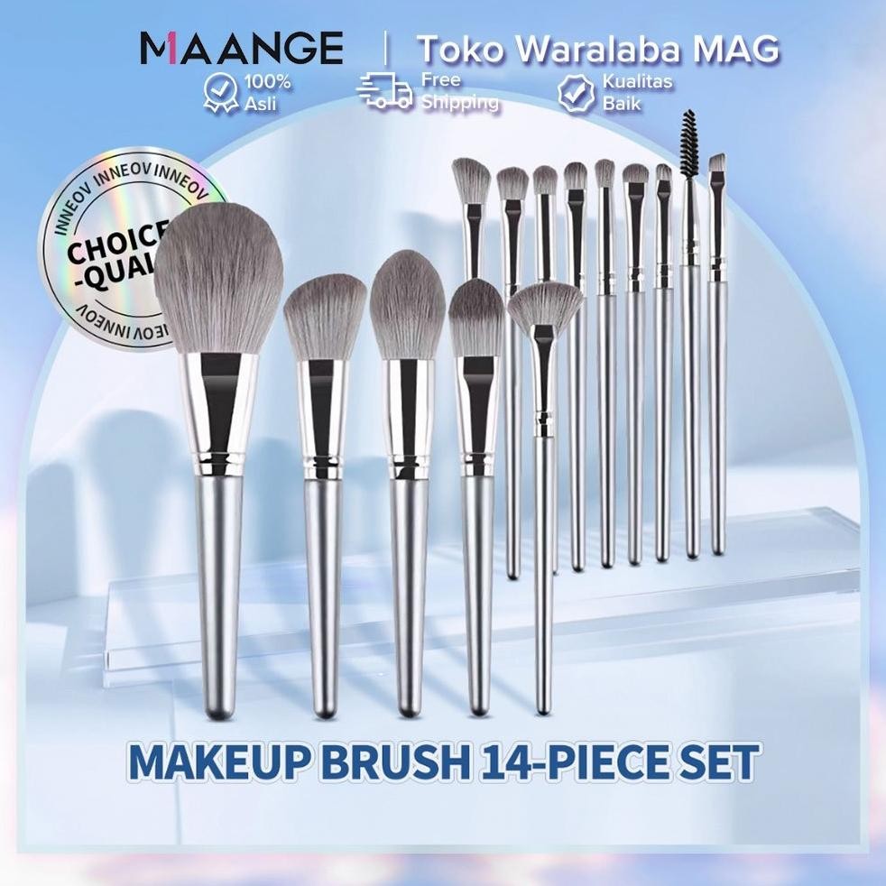 

baru maange kuas makeup 14pcs set lengkap - foundation, powder, eyeshadow, travel friendly 1414