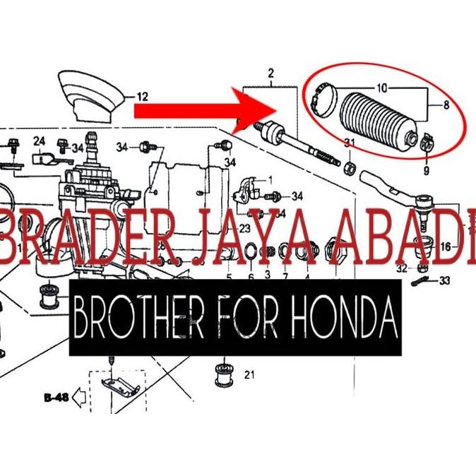 . KARET BOOT LONG TIE ROD STEER GEAR BOX JAZZ GE8 GK5 CITY GM2 GM6 FREED MOBILIO BRV CRV GEN 4 RM1 2