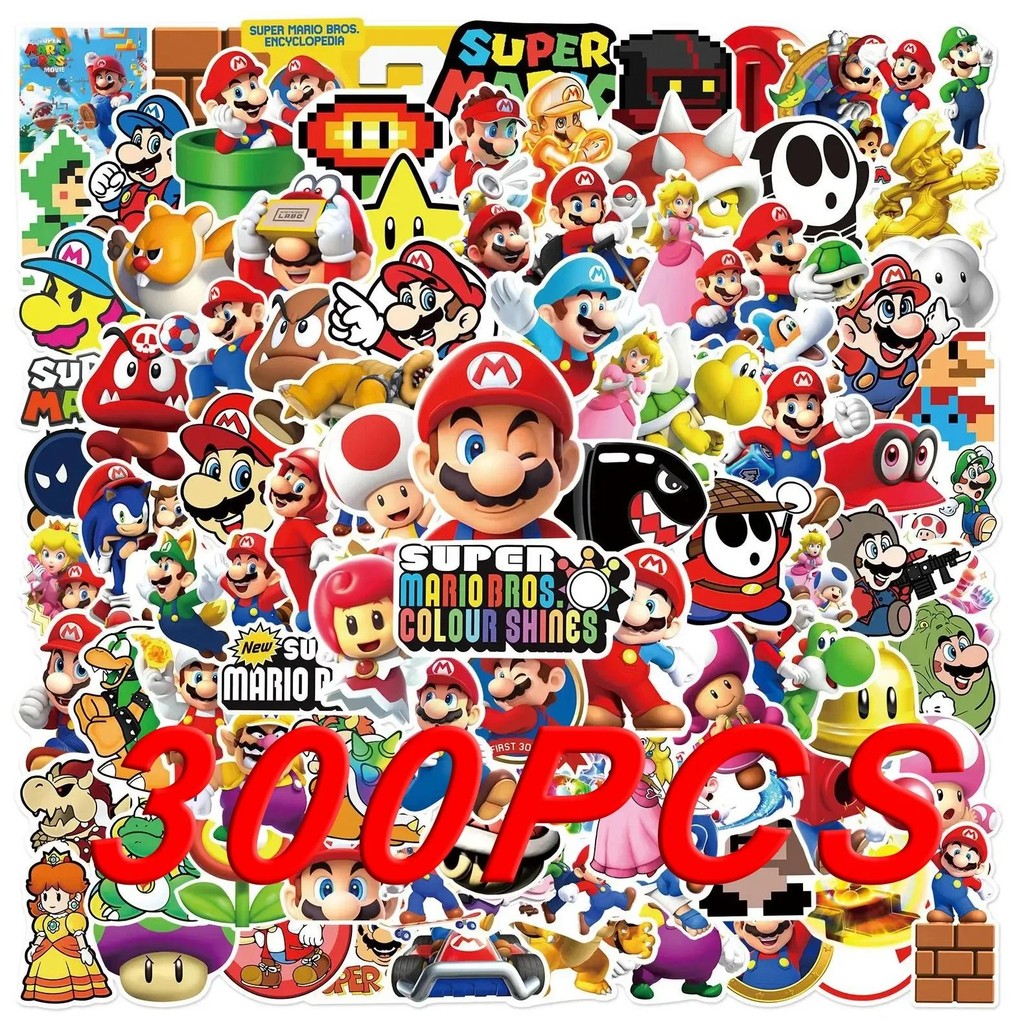 

100/200/300Pcs Cartoon Super Mario Game Stickers Laptop Notebook Scrapbooking Fridge Phone Waterproof Decal Sticker Kids Toys