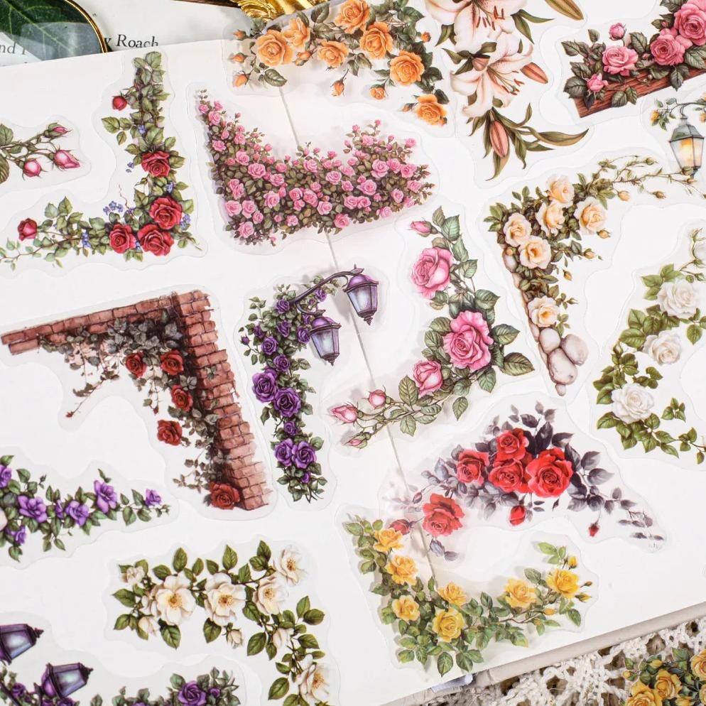 

30 Pcs Flowers Corner Stickers PET sticker package DIY diary decoration sticker album scrapbooking Junk Journal