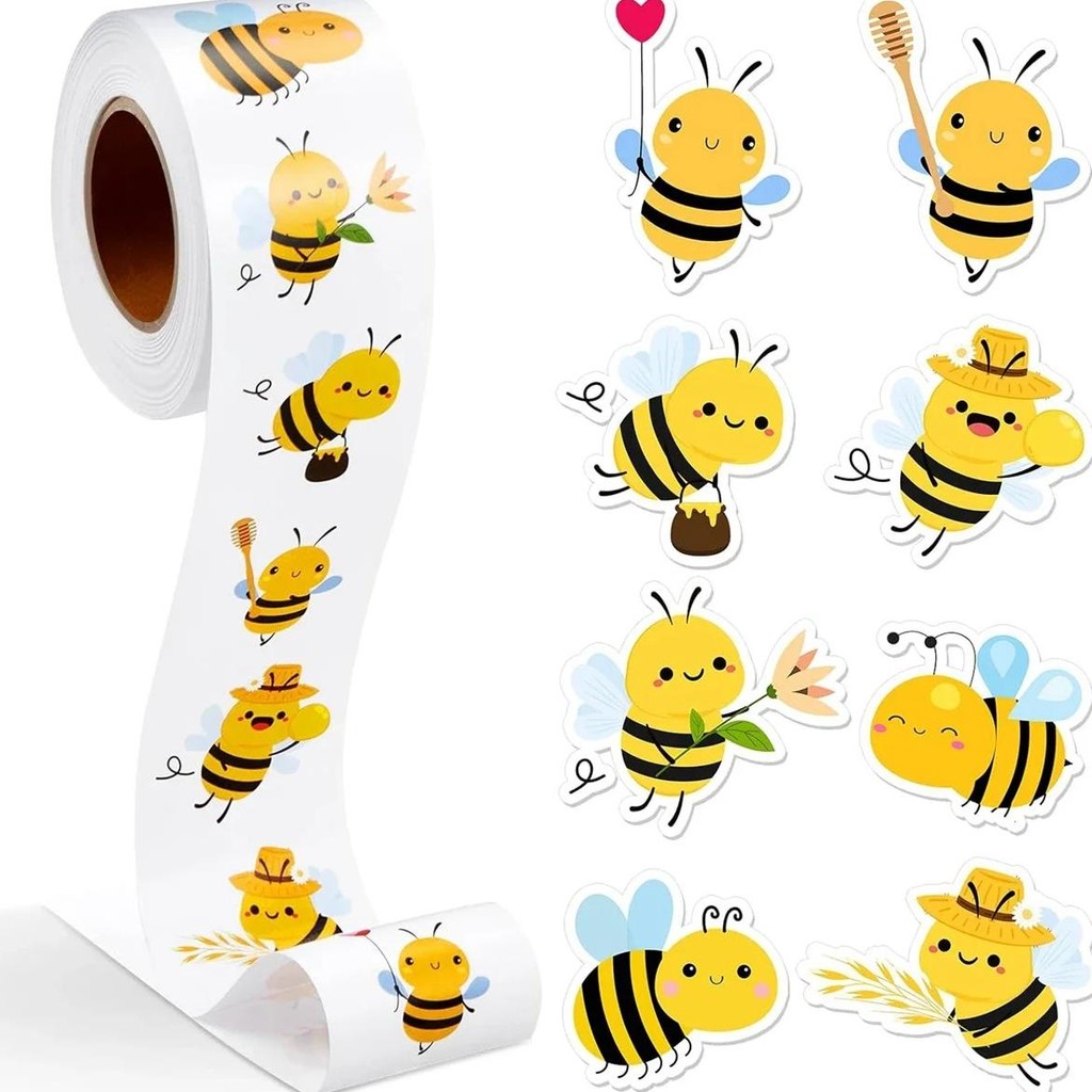 

500Pcs/Roll Cute Bee Stickers Kawaii Animal Stickers Teacher Reward Stickers School Incentives Sticker DIY Scrapbook Decor