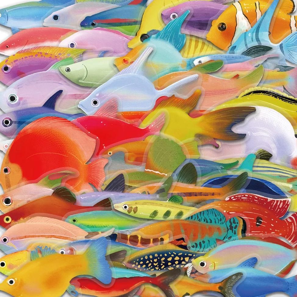 

50PCS Fish Transparent Stickers Laptop Decal Living Room Scrapbook Skateboard Luggage Art Waterproof Phone Graffiti Sticker