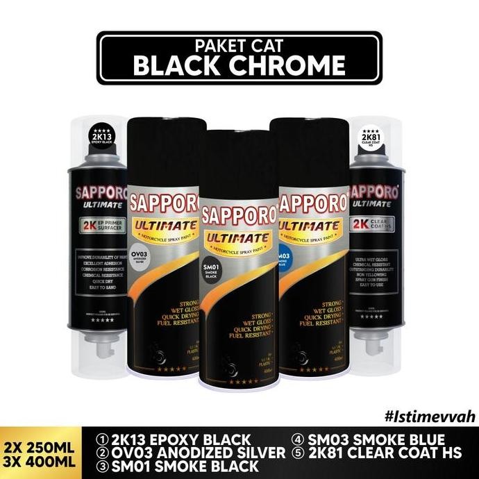 TERLARIS Paket Cat Black Chrome Ala Sapporo / Sapporo Ultimate / Cat Semprot