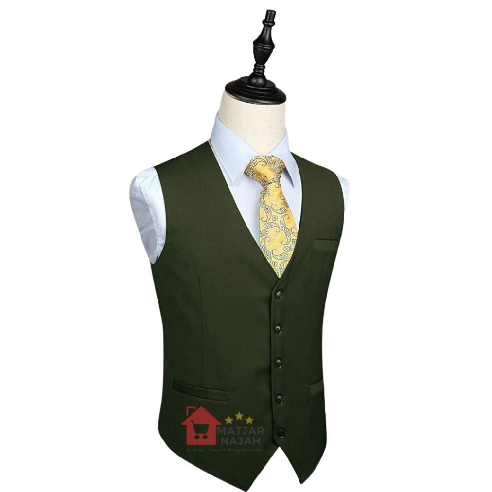 Rompi Formal Pria Matjar Najah > Vest Pria > Rompi Pria > Rompi Jas Pria Hijau Botol JunDW