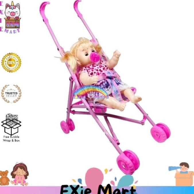 MAINAN ANAK DORONGAN STROLLER BONEKA BAYI NANGIS - MAINAN STROLLER BAYI NANGIS KERETA BONEKA BAYI NA