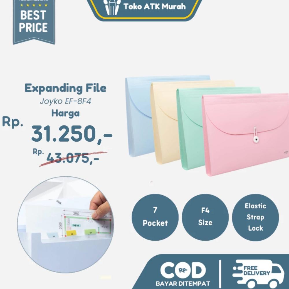 

TERLARIS Expanding File Joyko EF-8F4 Map Harmonika Pastel Color 7 Pocket Folio Siap kirim