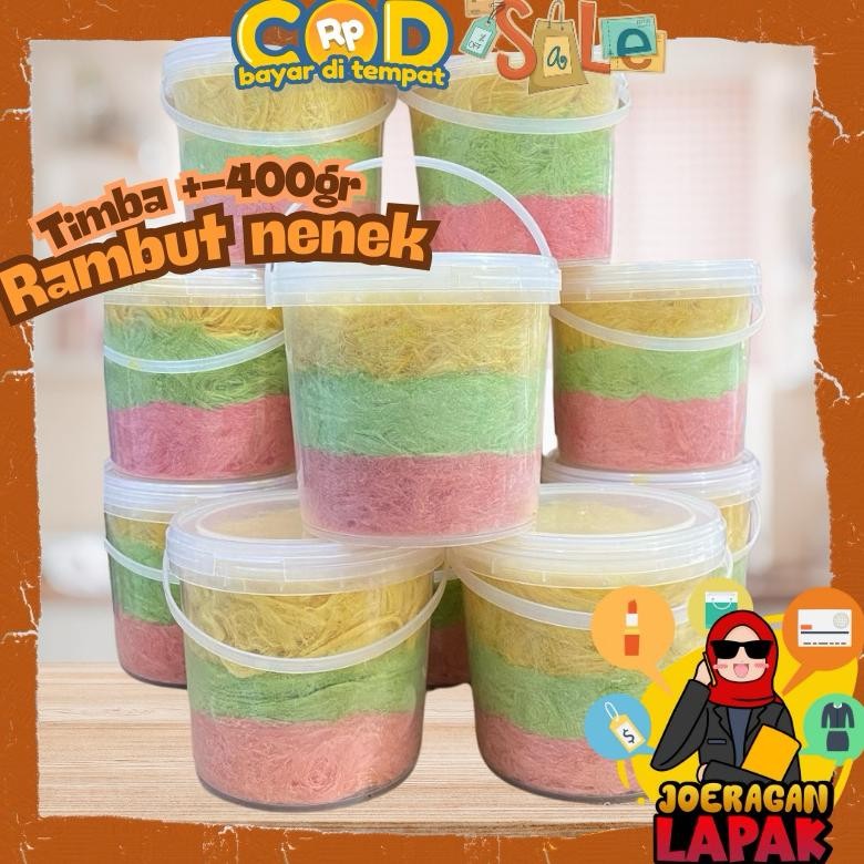 

Arum Manis Timba -+400Gr Rambut Nenek Permen Gula Rainbow Suguhan Snack Jajan Lebaran Idul Fitri Stock