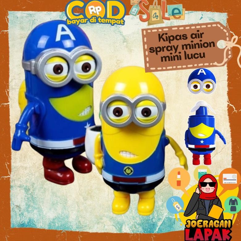Cartoon Spray Fan Kipas Water Minion Lucu Genggam Mainan Anak Air Tangki Ac Mini Genggam Charger Usb