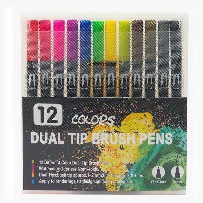 

Sale Pen Fine Art Dual Tip Brush Pens Double Head Drawing Watercolor Set Plastik Spidol