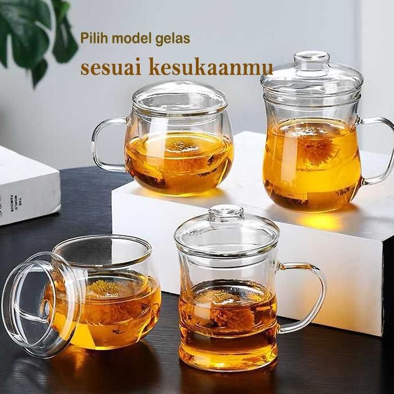Gelas Infuser Kaca Cangkir Teh Rempah Mug Cangkir Teh Gelas Seduh Teh Rempah Infused Glass Myoto