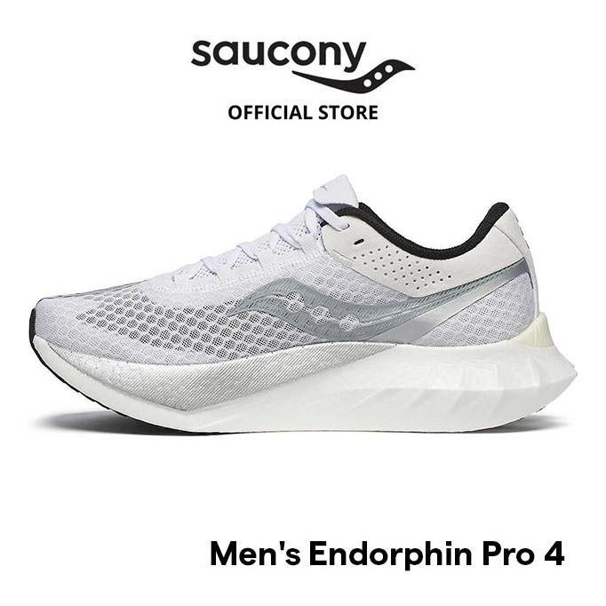 Sepatu Lari Pria SAUCONY Shoes Endorphin Pro 4 Men - White / SIlver