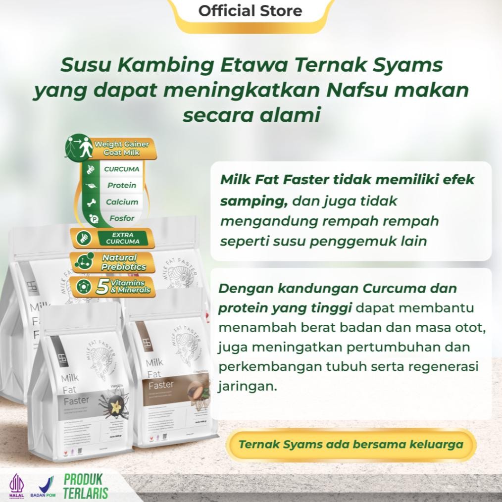 

Heatshrin Ternak Syams Milk Fat Faster Rasa Vanilla 1Kg Susu Penambah Berat Badan Ideal Kenaikan Tinggi Nutrisi Gizi Protein Kalori Rendah Gula Kolestrol Suplement Weight Gain Booster Rendah Laktosa Gym Fitnes Masa Otot Alami Natural Whey Curcuma Susah
