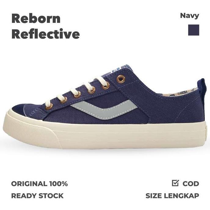 Ventela Reborn Reflective Low Navy | Sepatu Sneakers Pria Wanita Vulcanized | Original 100% | Produk