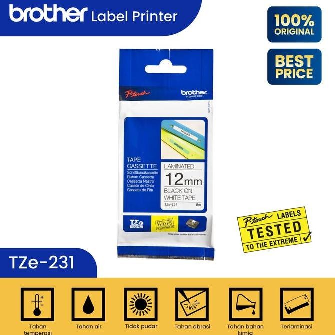 

TERLARIS - Brother Label Tape TZE-231 12MM Black On White TZe231
