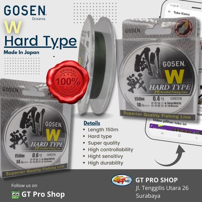 GOSEN W HARD TYPE 150M GREEN PE #0.6 #0.8 #1.0 _ BRIAD PE