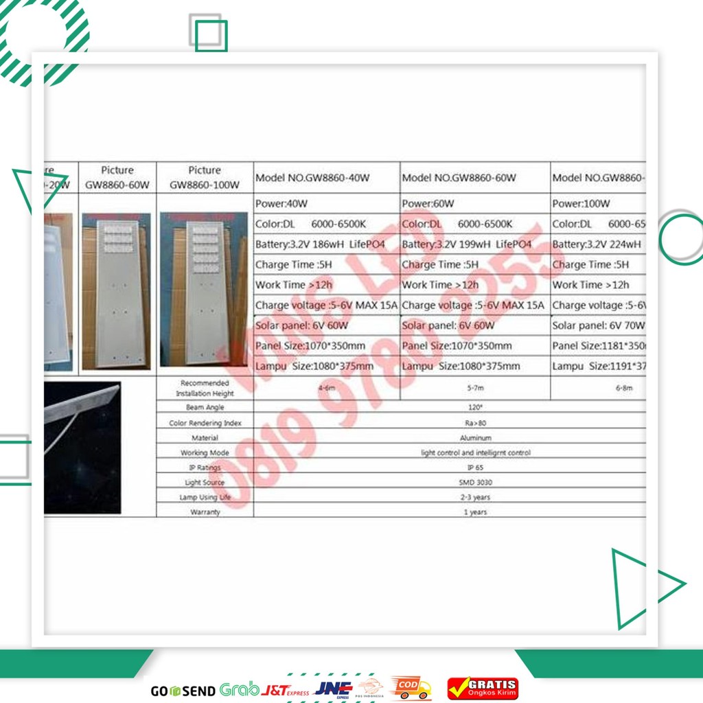 Lampu Jalan Surya Led 100Watt Pju Street Light Led Solar 100W 100 Watt