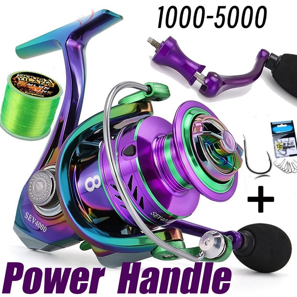 Power Hand Reel Pancing Memancing Rasio Gear 5.2:1 Max Drag 5-10KG Joran Pancing 1000-4000 Bahan Met