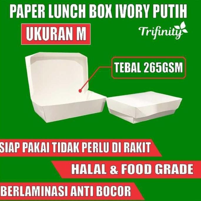 JH8 Paper lunch box pack uk M food tray kotak makanan kertas Surabaya