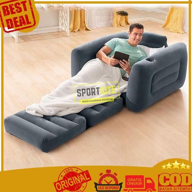 Intex Pull Out Size Twin Sofa Bed Hitam. Sofa Kasur Angin Lipat 68565 [terbaik]