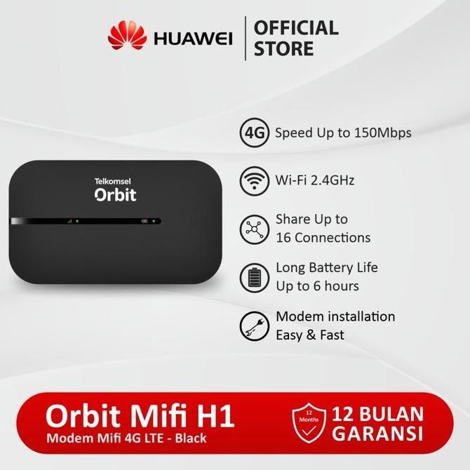 Mifi Modem Wifi 4G Huawei E5576 Unlock Free Tsel 14Gb [Bypass] - Hitam New Stok