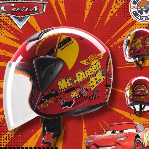 Helm Anak Junior Half Face Kter Cars Mcqueen Untuk Sepeda Motor