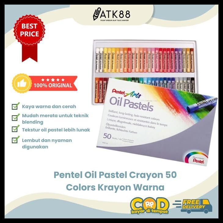 

Crayon / Oil Pastel Pentel 50 Warna Best Quality