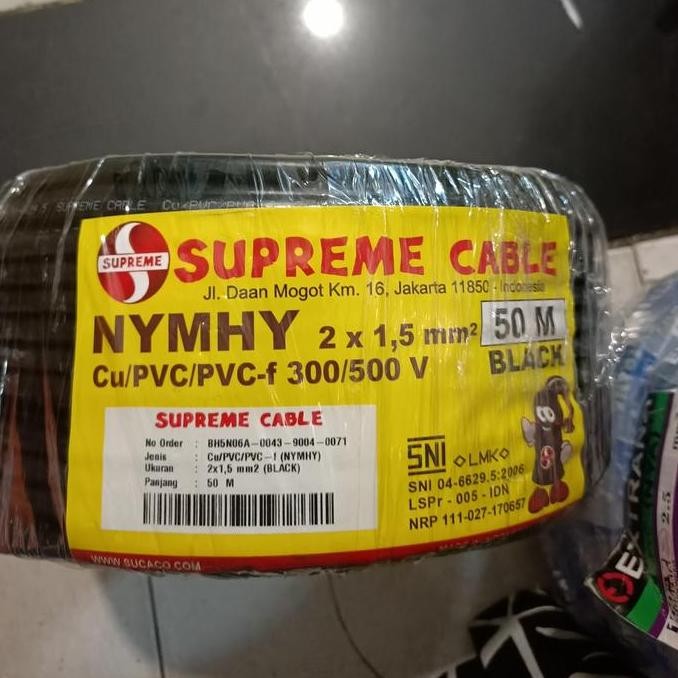 Kabel Serabut Nyyhy 2 x 1,5 mm Supreme Per Roll @ 50 mtr (Hitam)