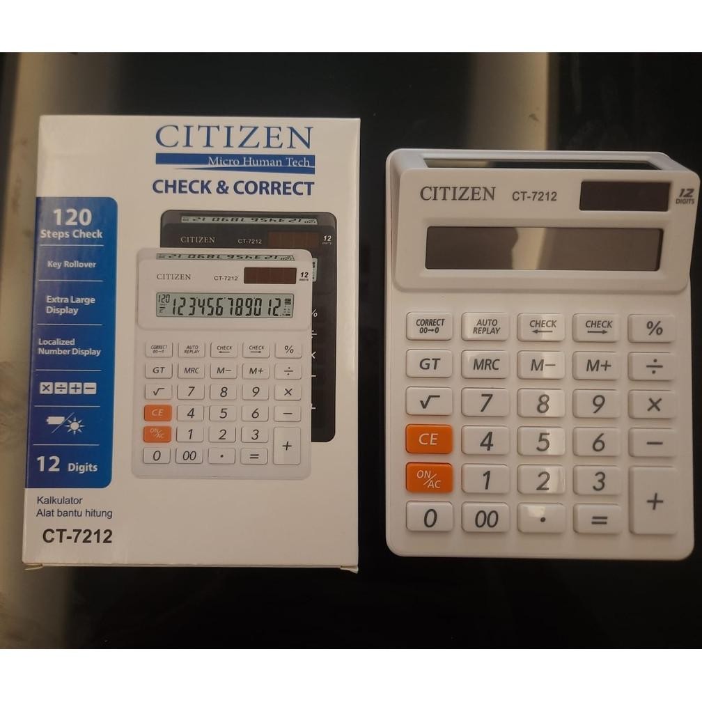 

Kalkulator . CT-7212 - Calculator 2 Display Layar / Check Ulang Koreksi CT7212 12Digit
