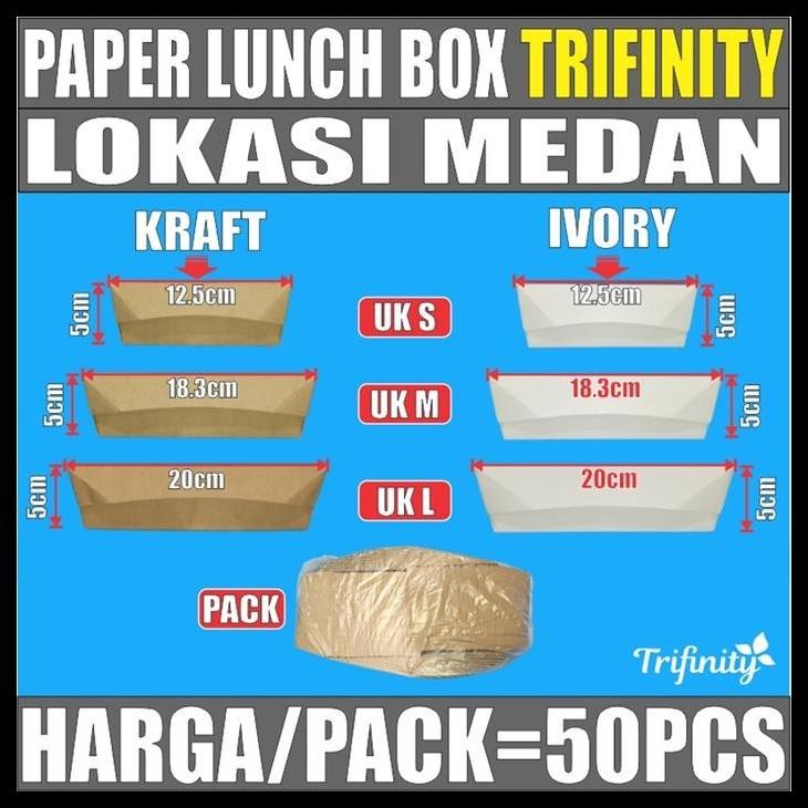 Paper Lunch Box Putih Uk M / L Kraft Coklat Laminasi Kotak Makan Medan Terlaris