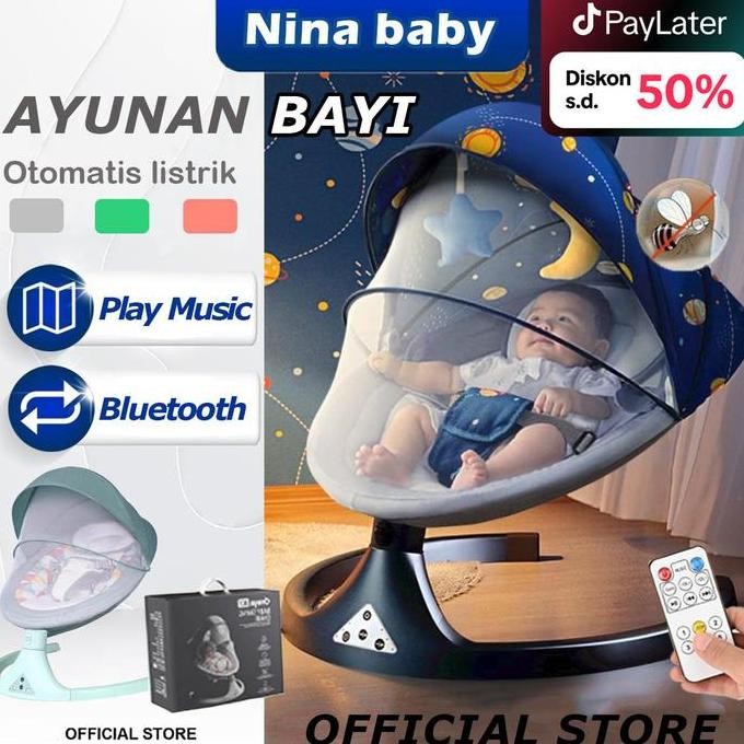 Nina Baby Baby Ayunan Bayi Otomatis Goyang Sendiri/Ayunan Swing baby With Remote Control/Ayunan Baby