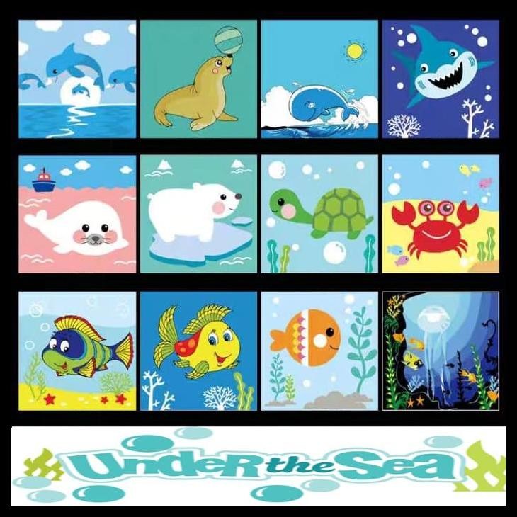 

Painting By Number Children Canvas Under The Sea/ Alat Set Kanvas Lukis Anak Versi Hewan Laut Frame Kayu Mainan Terlaris