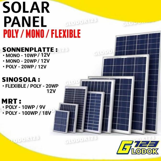 Solar Panel Cell Tenaga Surya Mono Poly Flexible 10WP 20WP 100WP