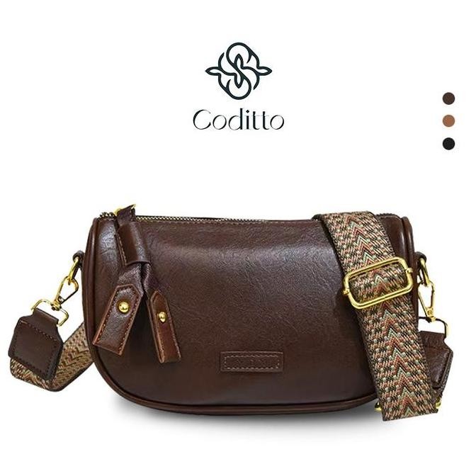 Coditto 2025 model tas bantal Boston yang sedang tren, dengan tali bahu lebar, tas selempang wanita,