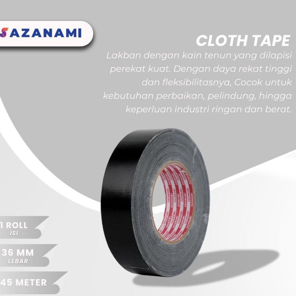 

JH8 lakban kain Hitam 36mm x 45 Meter sazanami cloth tape