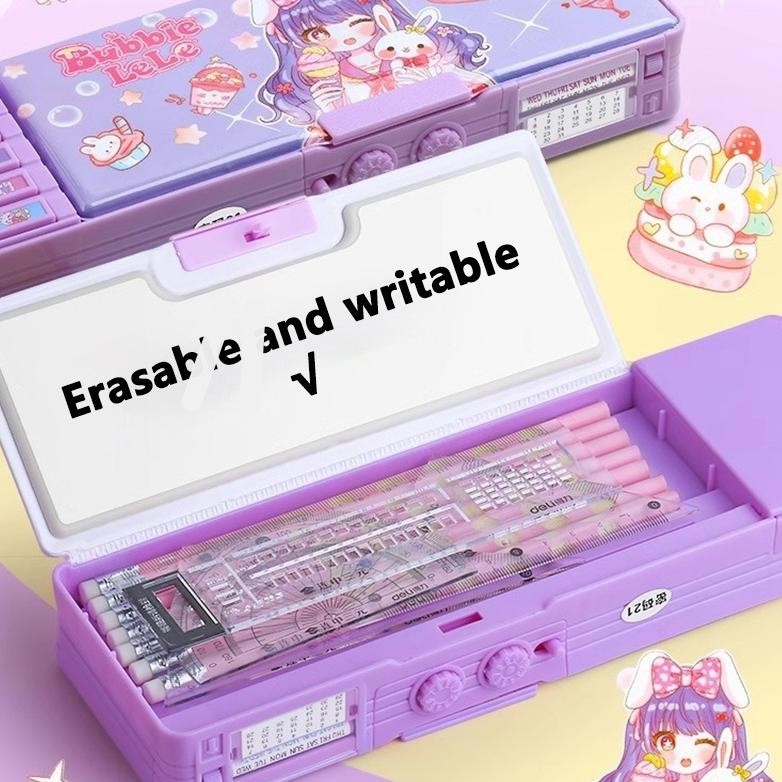 

JH8 Penjual LokalKotak Pensil Bahan tahan air kuromi Tempat Pensil Password Multifungsi Lapis Ganda Berkapasitas Besar Lucu Termasuk Rautan Pensil kotak alat tulis WJH