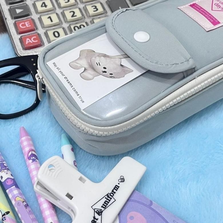 

JH8 [Baca Deskripsi] Pencil case DOUBLE ZIPPER tempat pensil retro heart zipper large capacity stationery cosmetic pouch