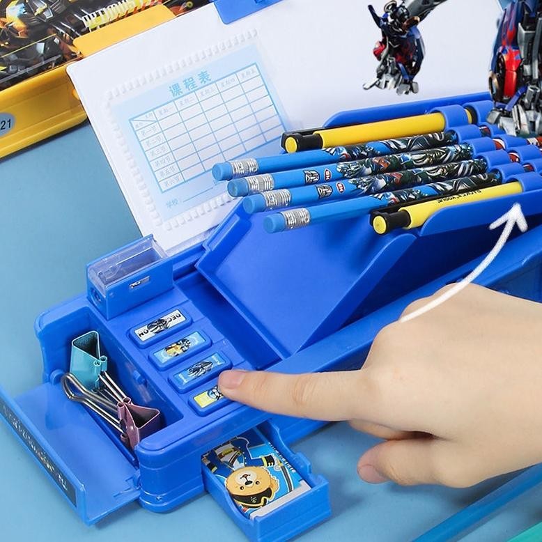 

JH8 Tempat Pensil Magnet Sandi Kotak Pensil Anak Kode Sandi Kombinasi Tombol Multifungsi Tempat Pensil Dua Sisi Tahan Air Dengan Rautan Transformer Password Pencil Case
