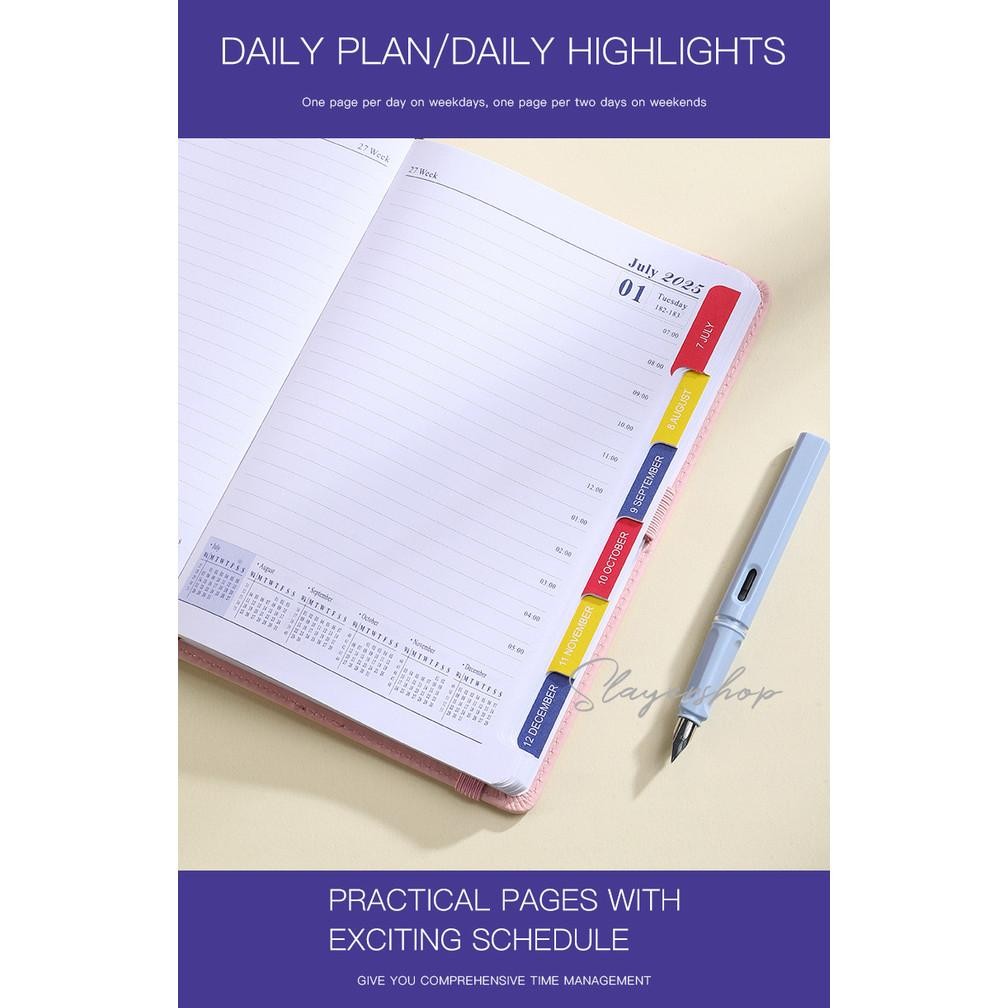

JH8 High Quality 2025 Weekly Monthly Planner A5 Notebook 80 GSM Paper Hard Cover Birthday Christmas Gift
