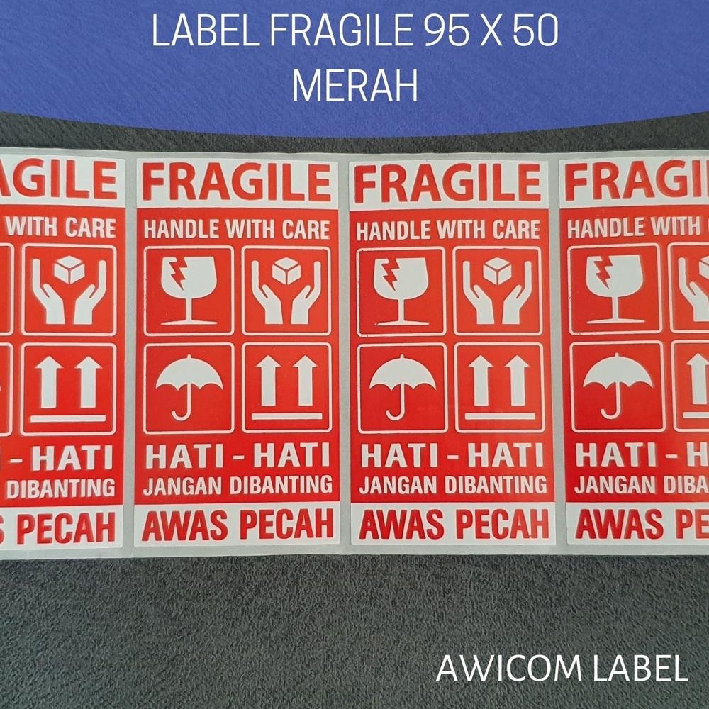 

JH8 Label Sticker FRAGILE 95x50 HANDLE WITH CARE HATI-HATI JANGAN DIBANTING AWAS PECAH 95 x 50 isi 500