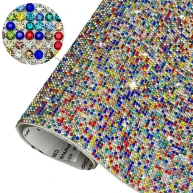 

JH8 DIY Stiker Kristal Berlian Imitasi 12*20cm Rhinestone Sticker Self Adhesive Glass Rhinestone Sheet
