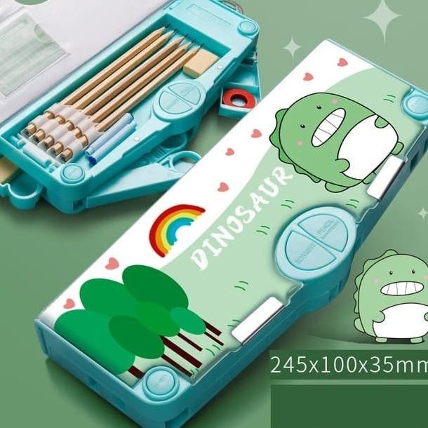 

JH8 Kotak Pensil Mekanik Serbaguna Anak Sekolah Mekanik Multifungsi Fullset Penggaris Gunting Original