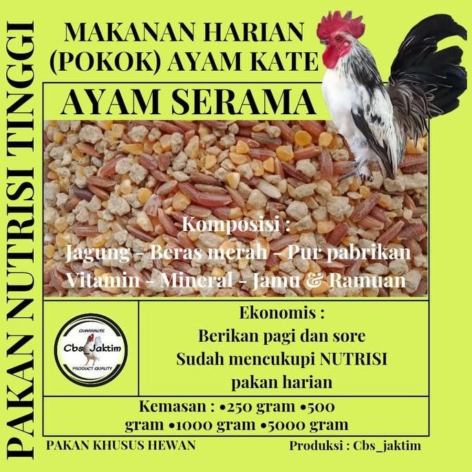 makanan harian ayam kate/serama/pakan pokokayamkate/serama/ayamhias [terbaik]