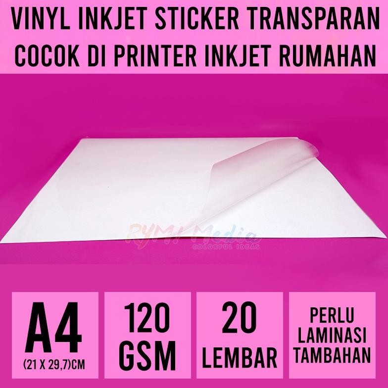 

JH8 INKJET Transparan Stiker A4 isi 20 / Inkjet Sticker Transparant 120gsm For Epson HP Canon Printer
