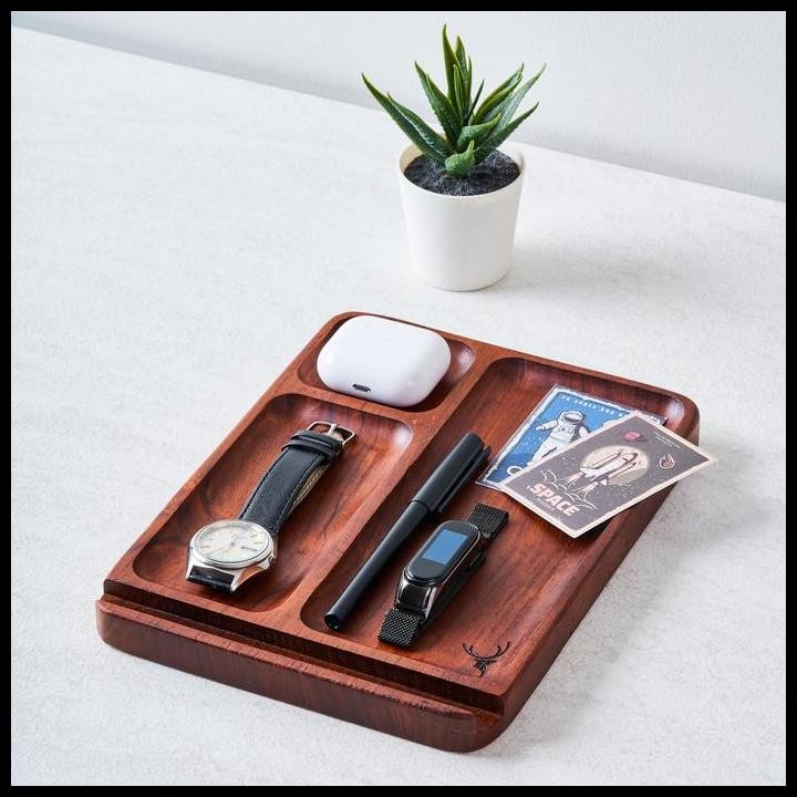 

Terlaris Skandif Catchall Tray Premium Teak Wood Desk Organizer Kayu Jati (Re) Good Quality