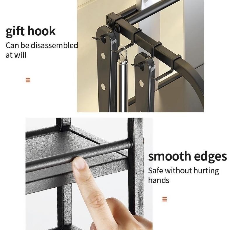 HJK Rak Bumbu Dapur Rak Meja Makan Serbaguna Stainless Steel Rak Bumbu Dapur Stainless Steel Rak Pen