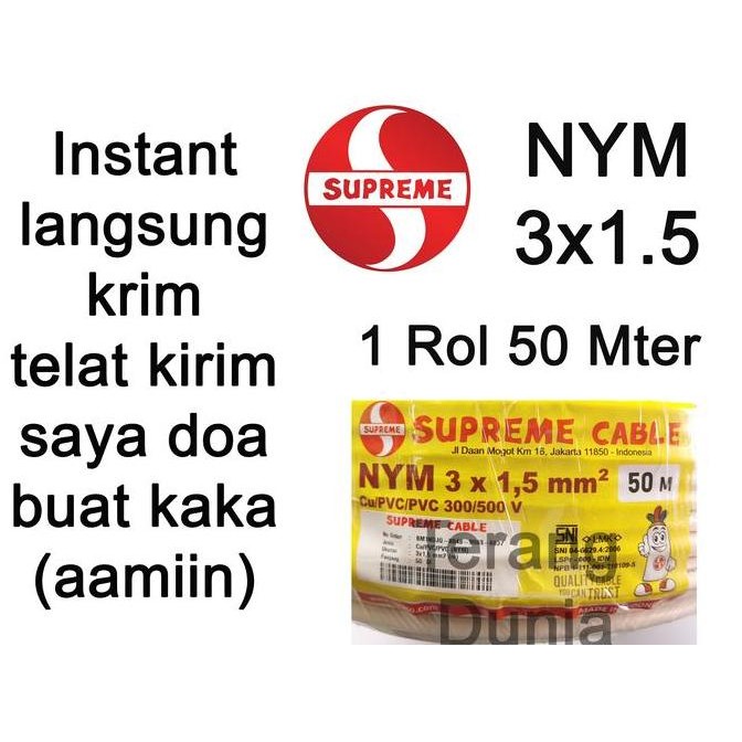 Supreme Nym 3X1.5 Kabel Nym 3X1.5 Kabel Tunggal 3X1.5 Kabel 3X1.5 Roll