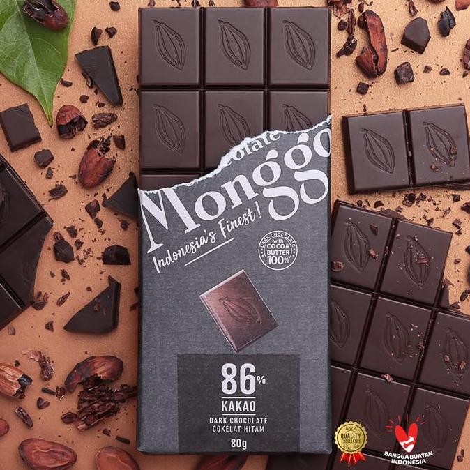 

Dark Chocolate 86% Cocoa | Cokelat Monggo 80g | Coklat Snack Sehat