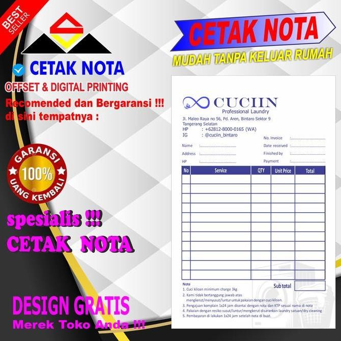 

Nota Custom 40 Buku Hvs 1 Ply 1/4Folio