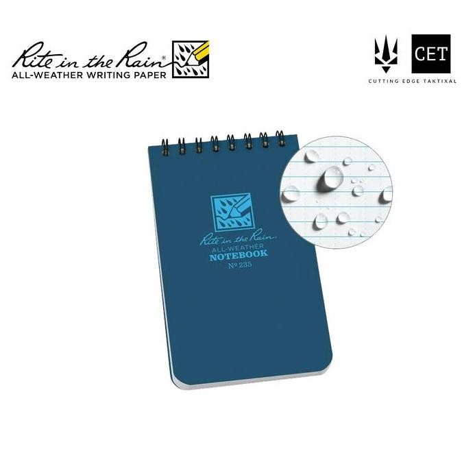 

Rite In The Rain 235 Top-Spiral 3X5" Notebook Buku Tahan Air - Blue